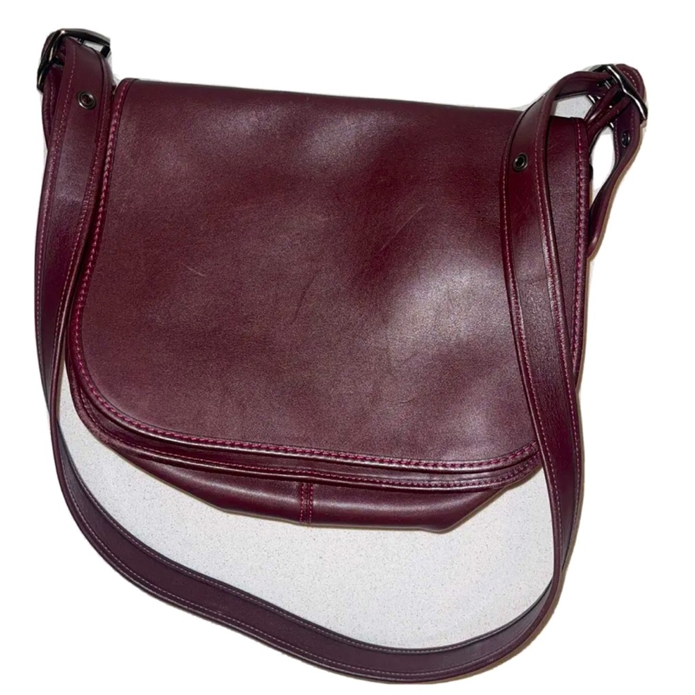 Vintage Coach Saddle Bag Purse Calg Leather 9170 Burgundy/ Fusia